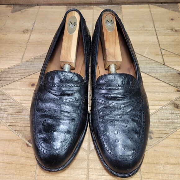 Magnanni Men's Size 9 M Black Genuine Ostrich Penny Loafers Made in Spain - Picture 3 of 13